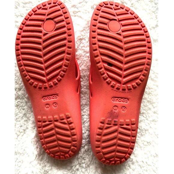 Crocs Flip Flops Kadee Coral Orange Slip On Sandals Beach Pool Women's 10 - Picture 6 of 7